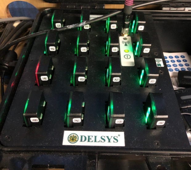 16-Channel Delsys electromyography system to measure muscle activity